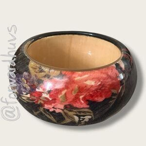 Floral Acrylic Bangle – Wide Statement Bracelet Late 1970s–1980s Era